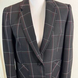 Kasper Black blazer with white red checkered design